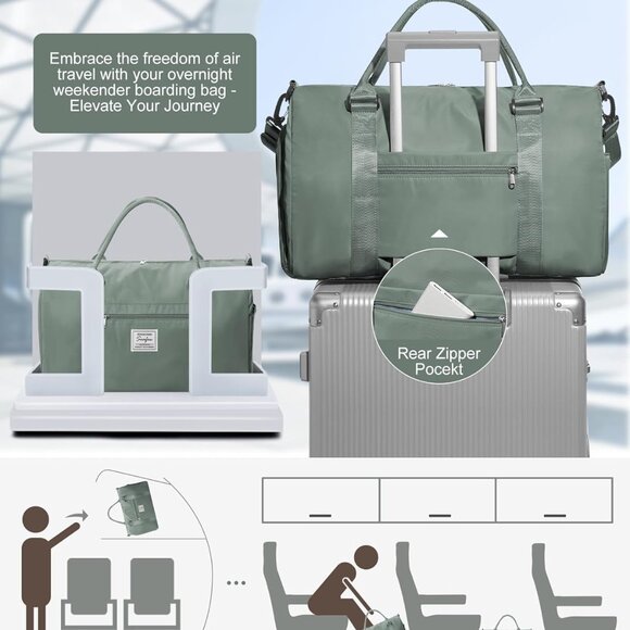 Gym Bag Womens,Travel Duffel Carry on Bag Sport Tote Bag Weekend Overnight Bag - Picture 8 of 9